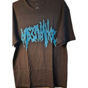Observance - Graffiti T - Black Double Sided Blue Graphic T - Size L - USA NOWT